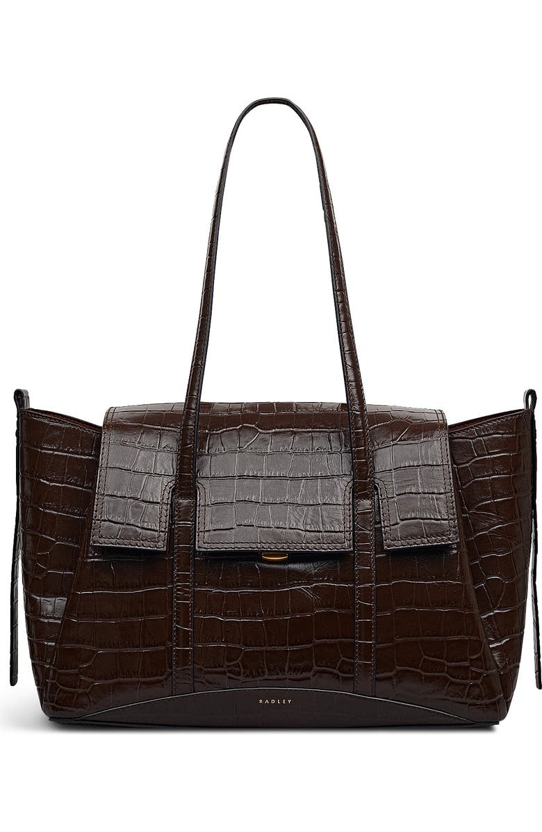 Radley The Chancery - Faux Croc Medium Flapover Shoulder Bag, Main, color, Walnut