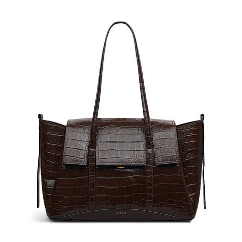 The Chancery - Faux Croc Medium Flapover Shoulder Bag