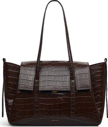 The Chancery - Faux Croc Medium Flapover Shoulder Bag