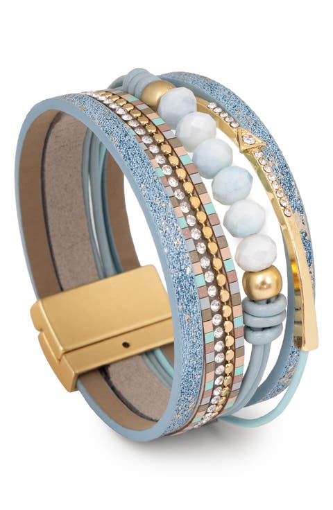 Beaded Leather Multistrand Bracelet