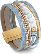 SAACHI Beaded Leather Multistrand Bracelet