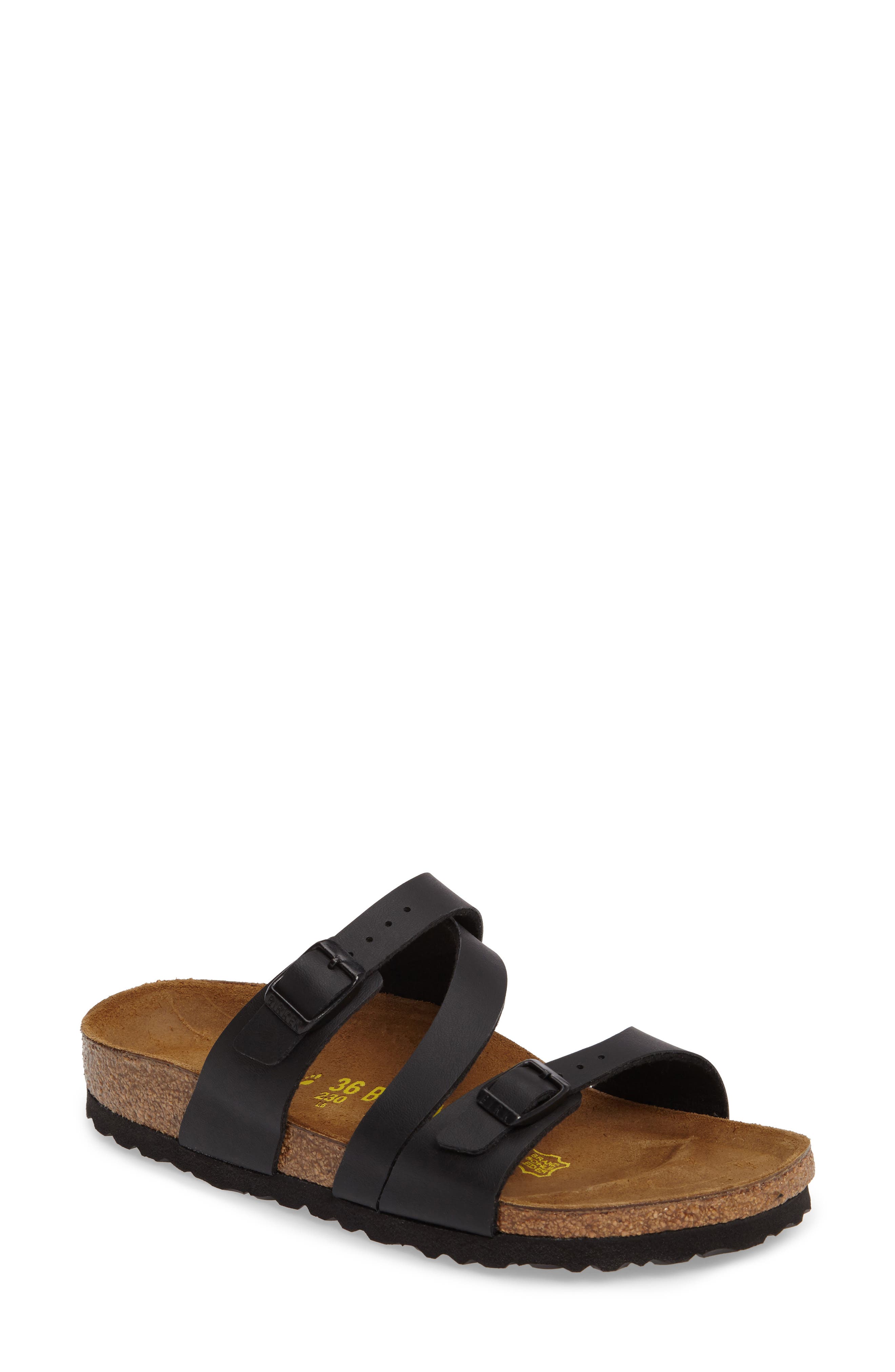 Salina Slide Sandal, Main, color, BLACK LEATHER