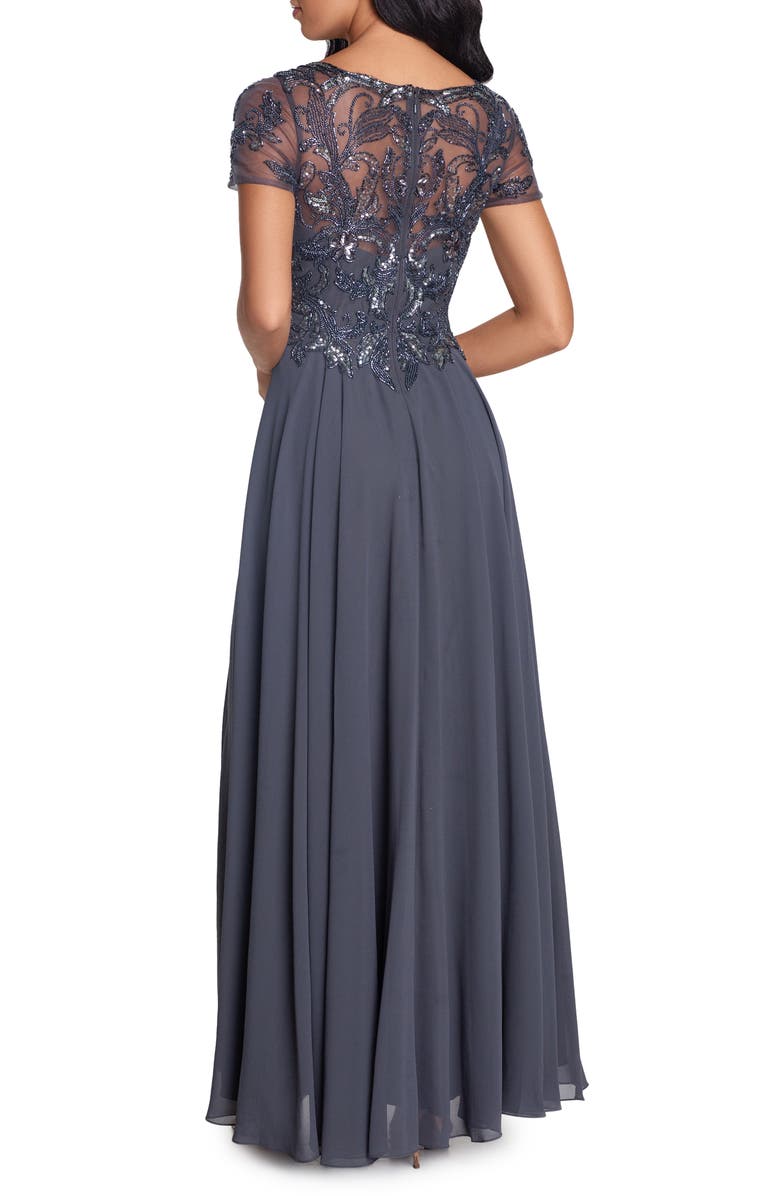 Xscape Evenings Xscape Beaded Short Sleeve Gown, Alternate, color,