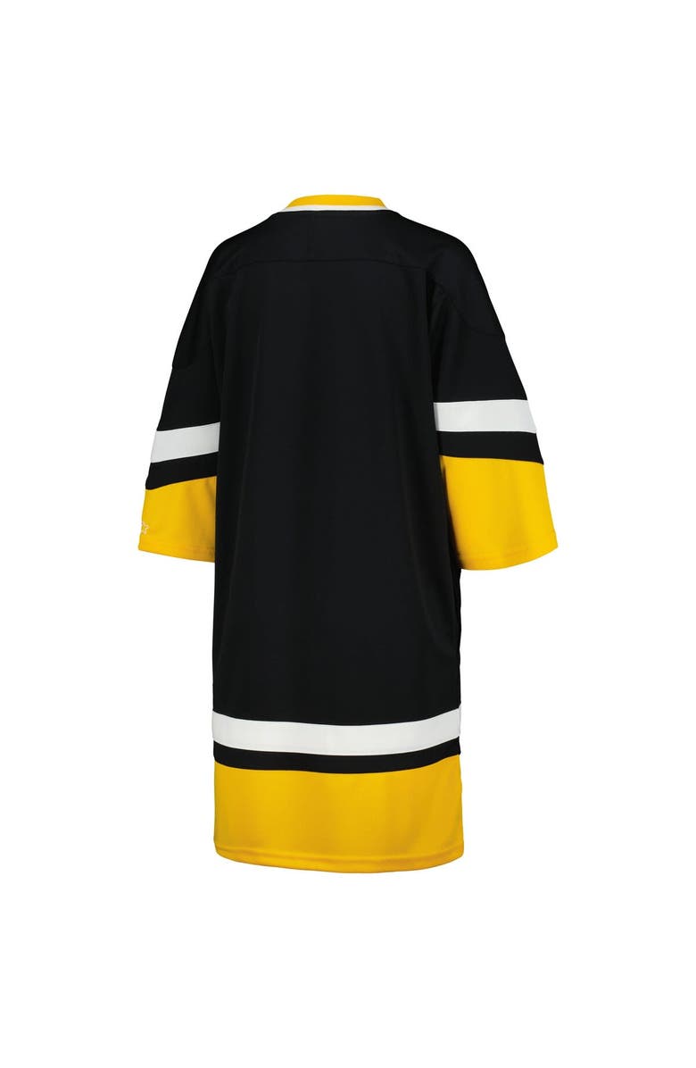 STARTER Women's Starter Black Pittsburgh Penguins Hurry-Up Offense Boxy V-Neck Half-Sleeve Sneaker Dress, Alternate, color, Black