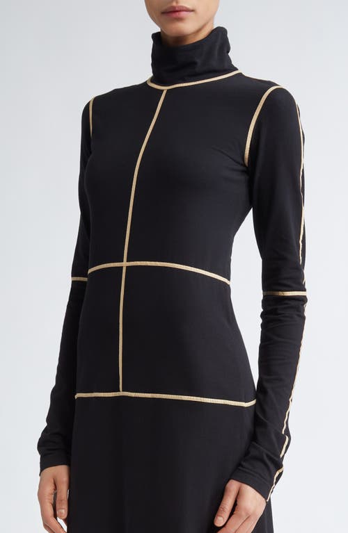 Mm6 Maison Margiela Contrast Seam Long Sleeve Turtleneck Dress In Black