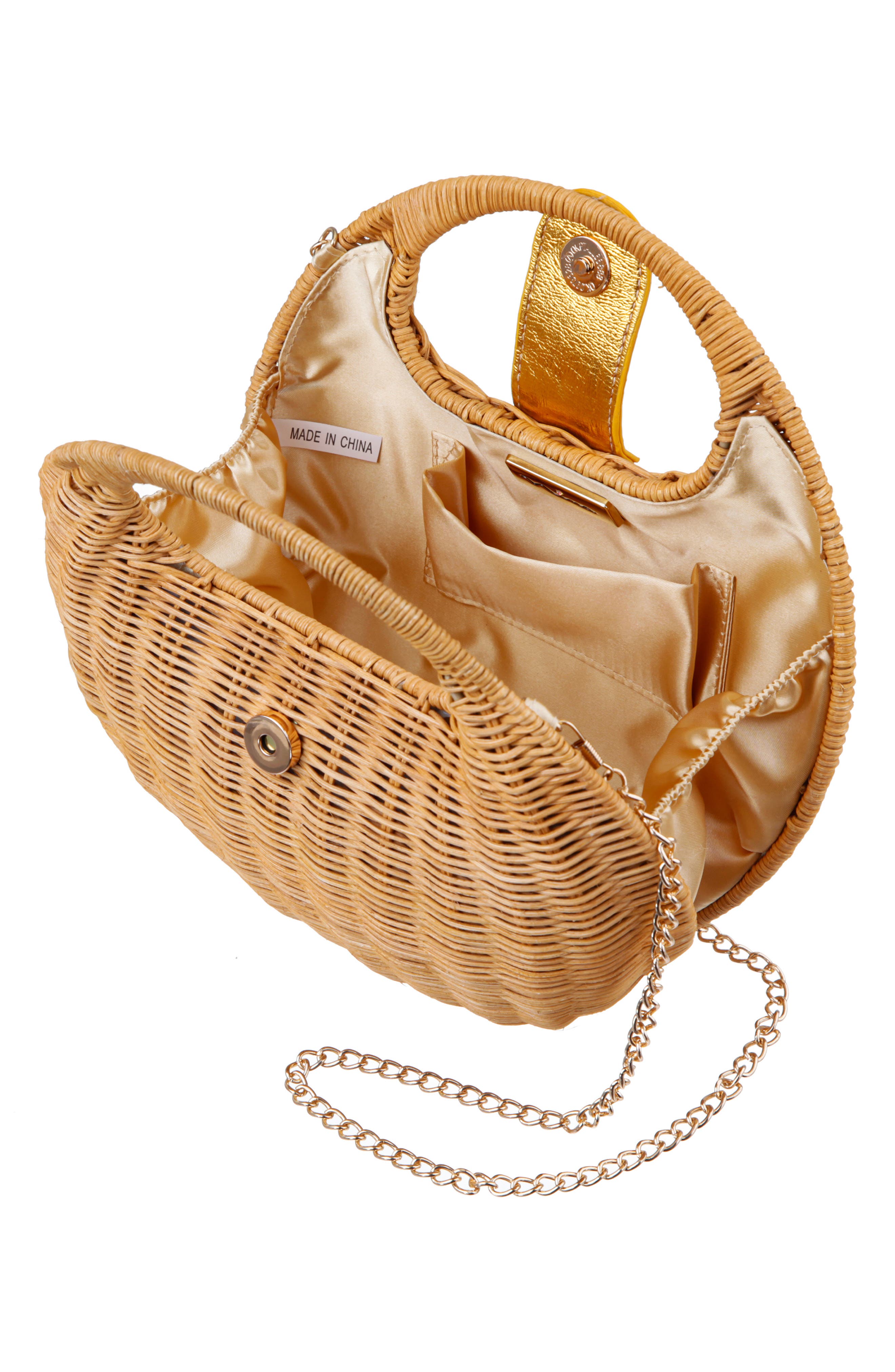 Kava Rattan Handbag, Alternate, color, DK NATURAL
