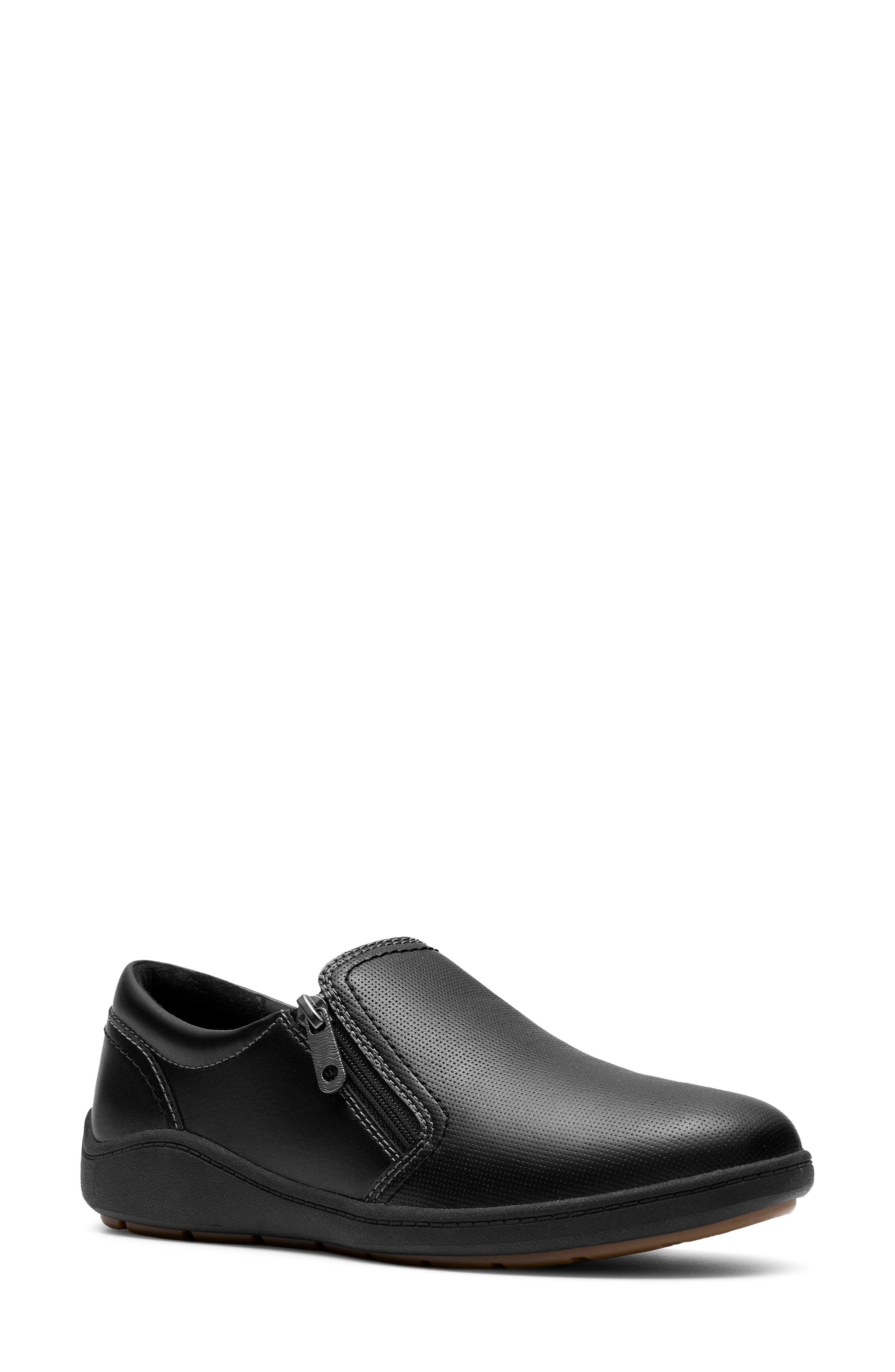 Bryianne Ashly Leather Skimmer, Main, color, BLACK LEATHER