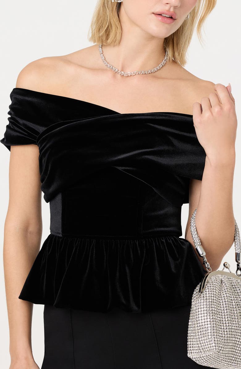 ASTR the Label Tenille Velvet Off the Shoulder Top, Alternate, color, Black
