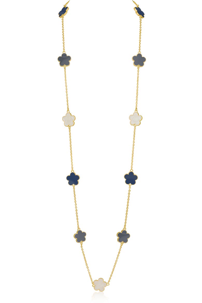 Tri-Tone Clover Station Necklace (Nordstrom Exclusive), Main, color, NAVY/ GOLD