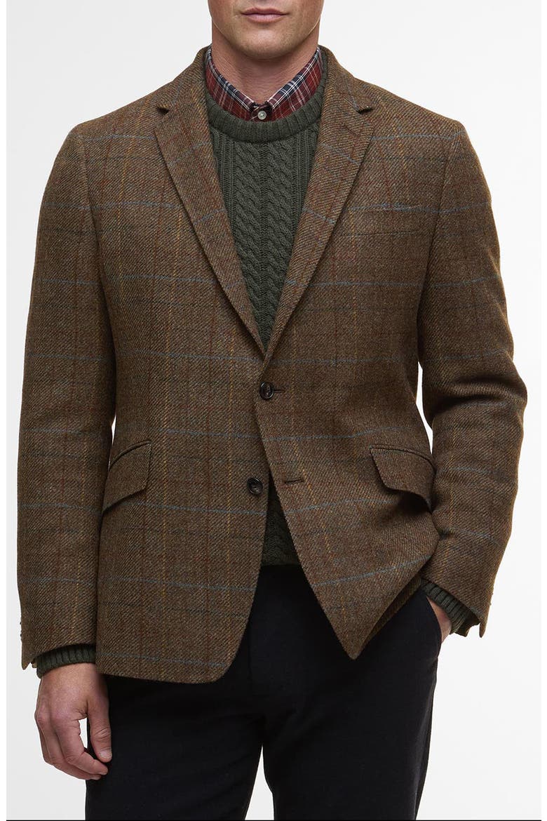 Sullivan Brown Tattersall Wool Blend Flannel Sport Coat, Main, color, BROWN