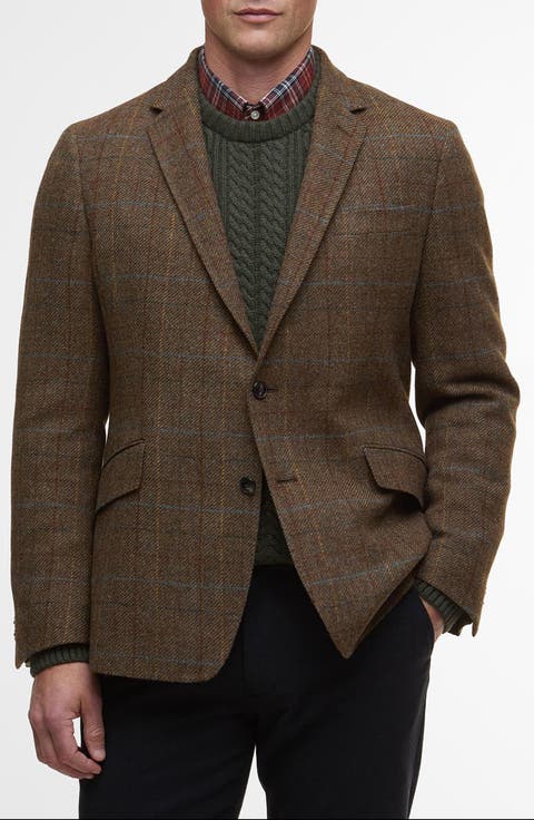Sullivan Brown Tattersall Wool Blend Flannel Sport Coat