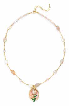 EYE CANDY LOS ANGELES Eliana Flower Beaded Imitation Pearl Charm Necklace