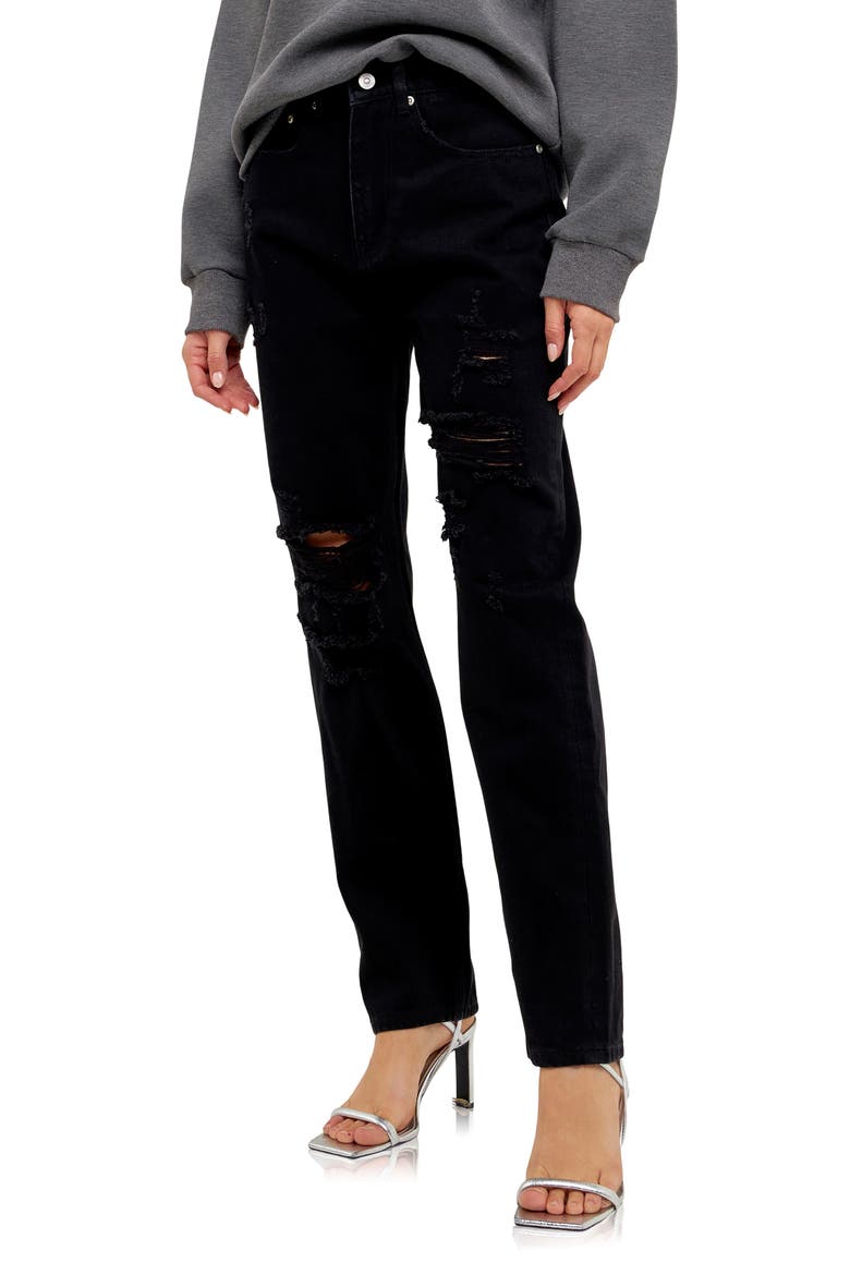 '90s Distressed Jeans, Alternate, color, BLACK