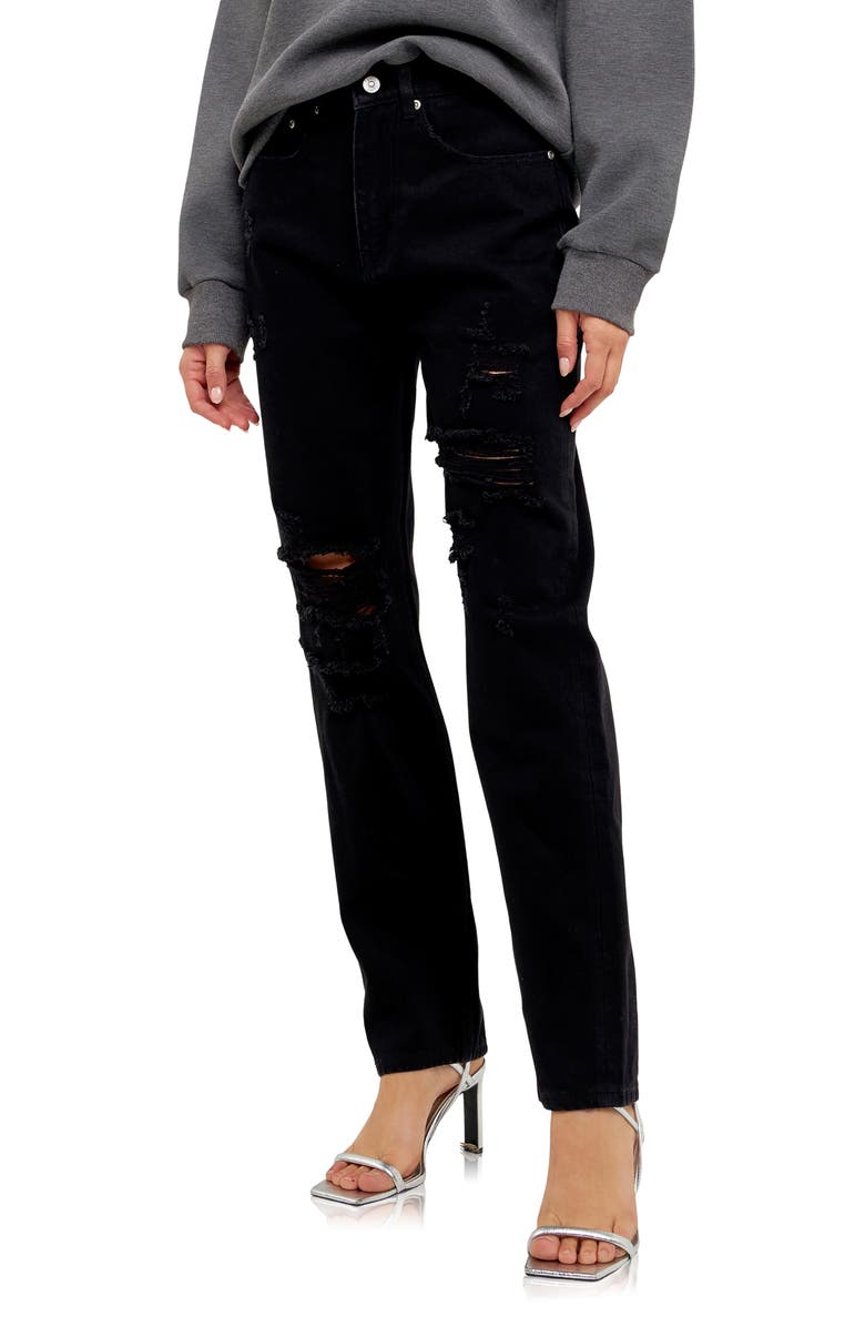 Grey Lab '90s Distressed Jeans, Alternate, color, Black