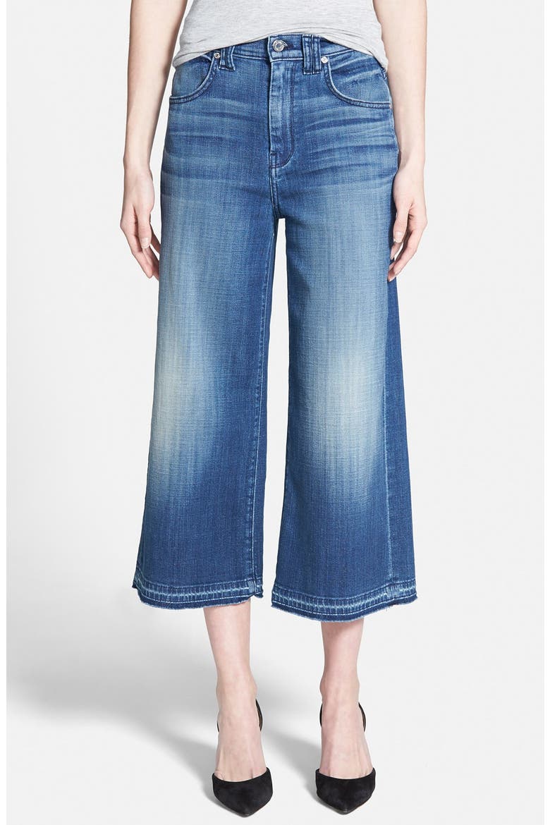 7 For All Mankind® Denim Culottes, Main, color, MEDIUM BROKEN TWILL