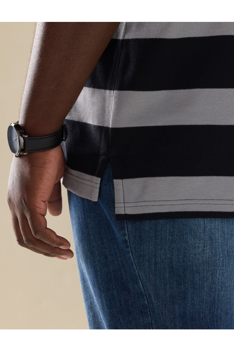 Big & Tall Large Striped Polo Shirt, Alternate, color, BLACK