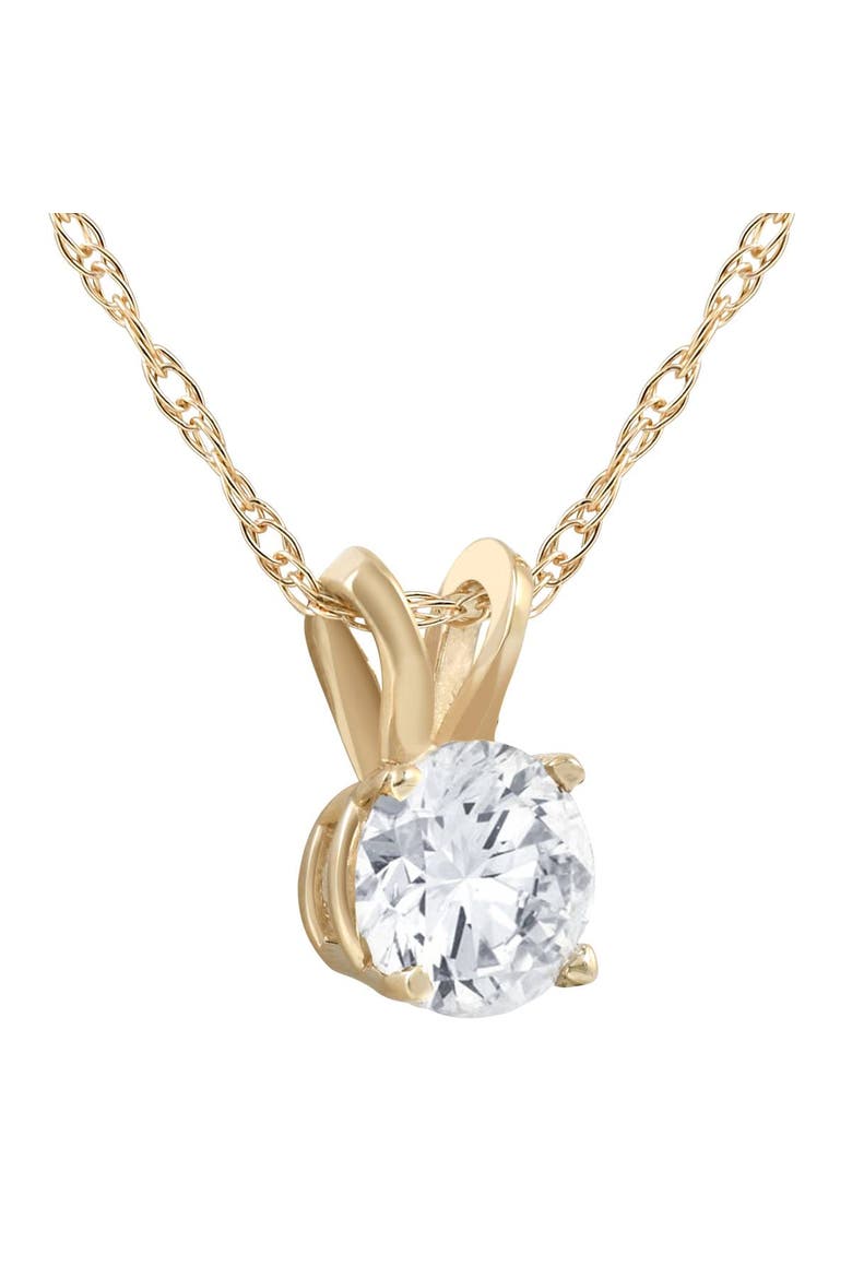 1 1/4Ct Lab Grown Solitaire Diamond Pendant Gold Necklace, Alternate, color, 14k Yellow Gold