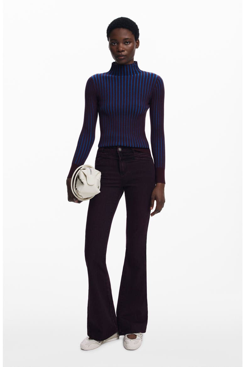 Fitted Rib Sweater, Alternate, color, PURPLE BLUE