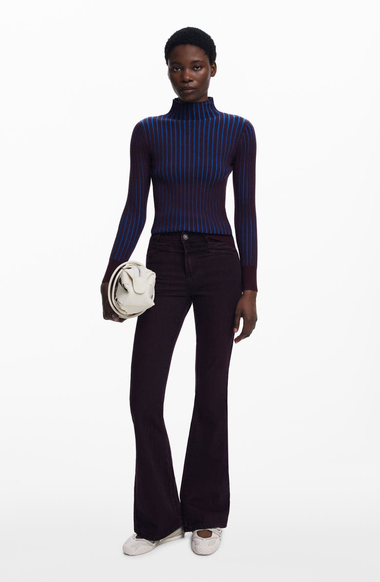 Desigual Fitted Rib Sweater, Alternate, color, Purple Blue