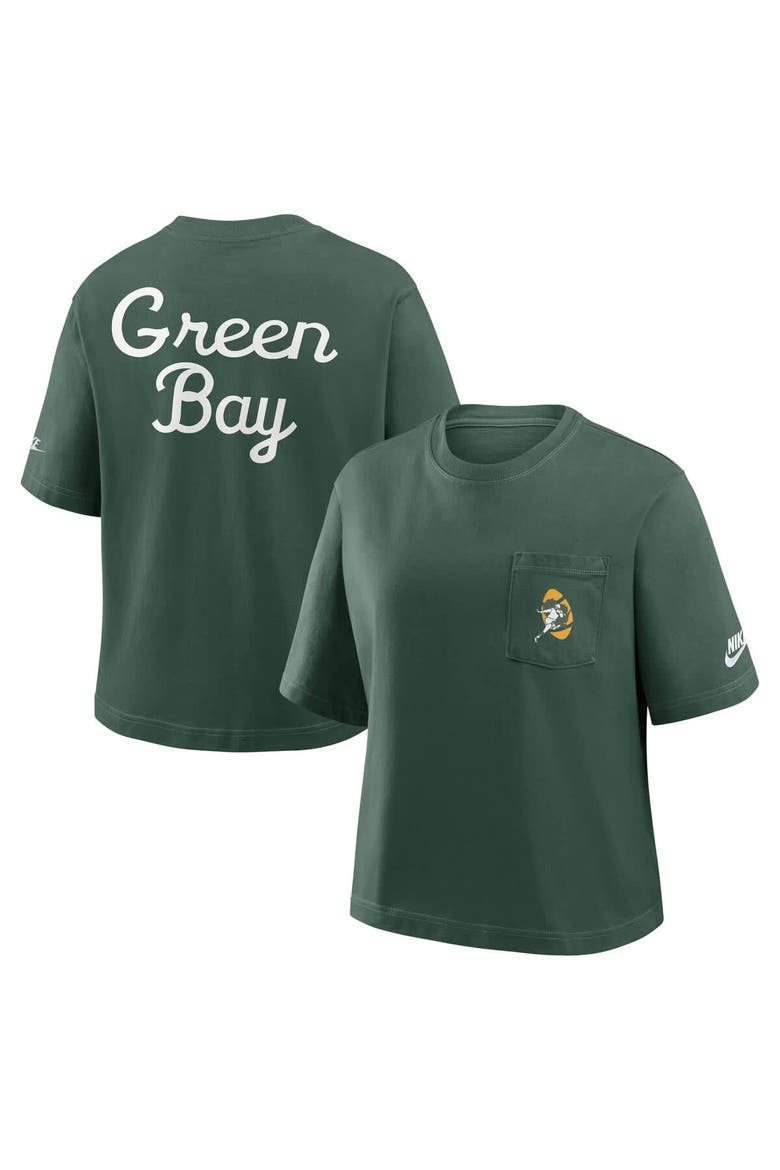 Women's Nike Green Green Bay Packers Rewind Pocket Boxy T-Shirt, Alternate, color, Green