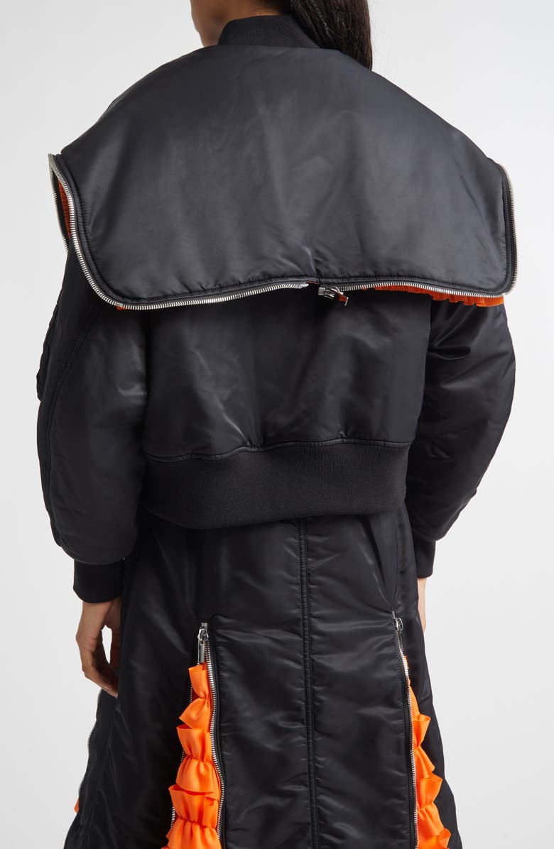 Noir Kei Ninomiya Layered Nylon Twill Bomber Jacket, Alternate, color, Black