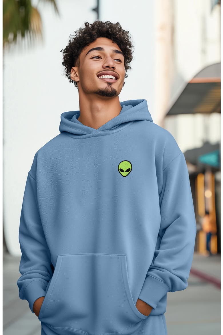 Alien Midweight Relaxed Hoodie, Alternate, color, Pebble Blue