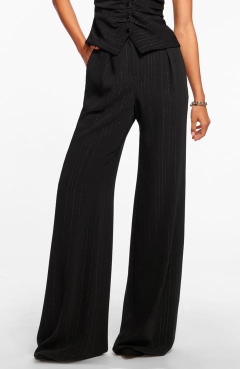 Gaius Metallic Pinstripe Wide Leg Pants