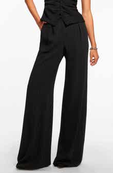 Ramy Brook Gaius Metallic Pinstripe Wide Leg Pants