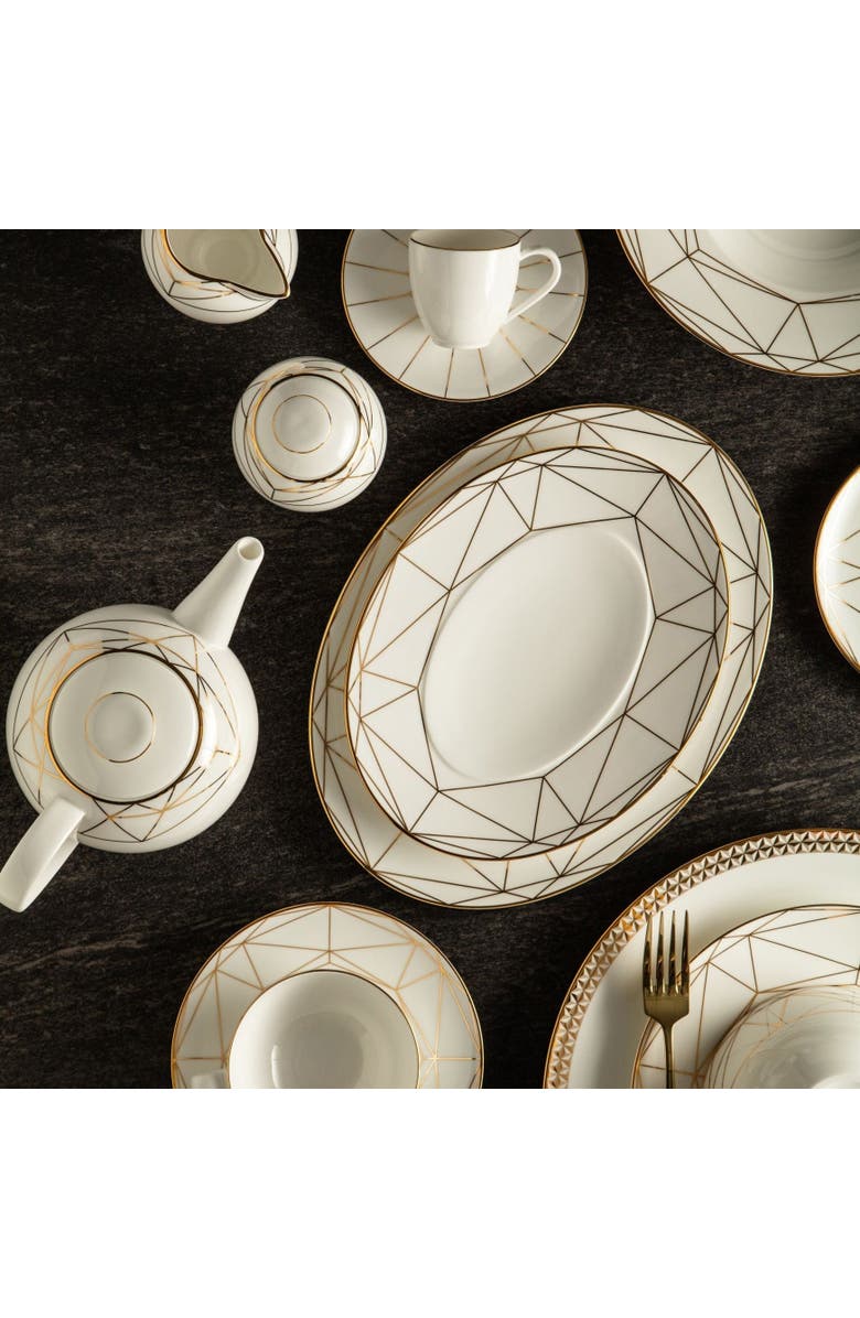 Prouna Gem Cut Gold 14 Inch Oval Platter, Alternate, color, White