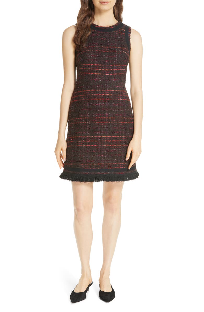 ZDNU KATE SPADE kate spade new york multi tweed fringe dress, Main, color, 