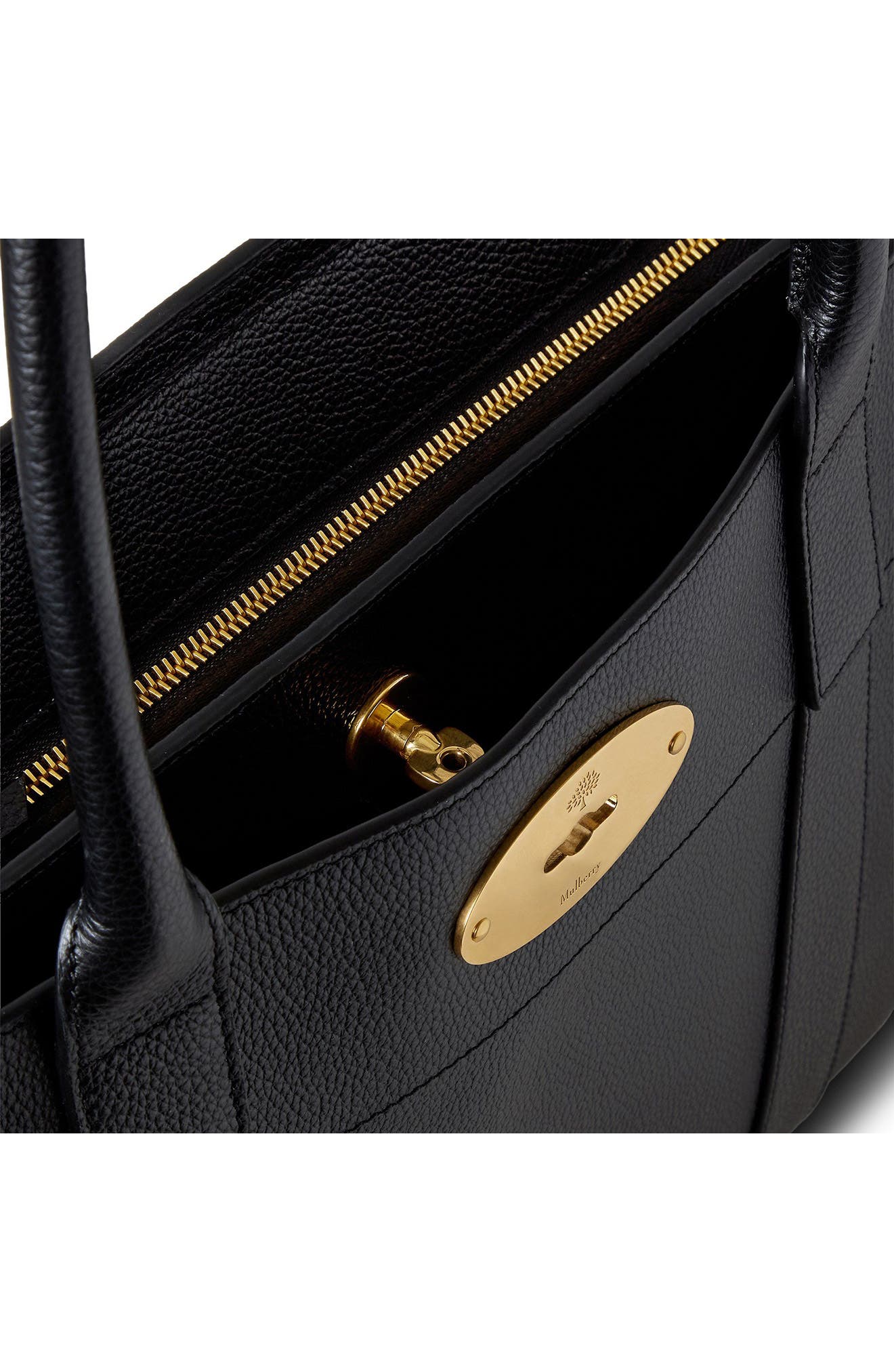 Mulberry Bayswater 9 to 5 Leather Zip Tote, Alternate, color, Black