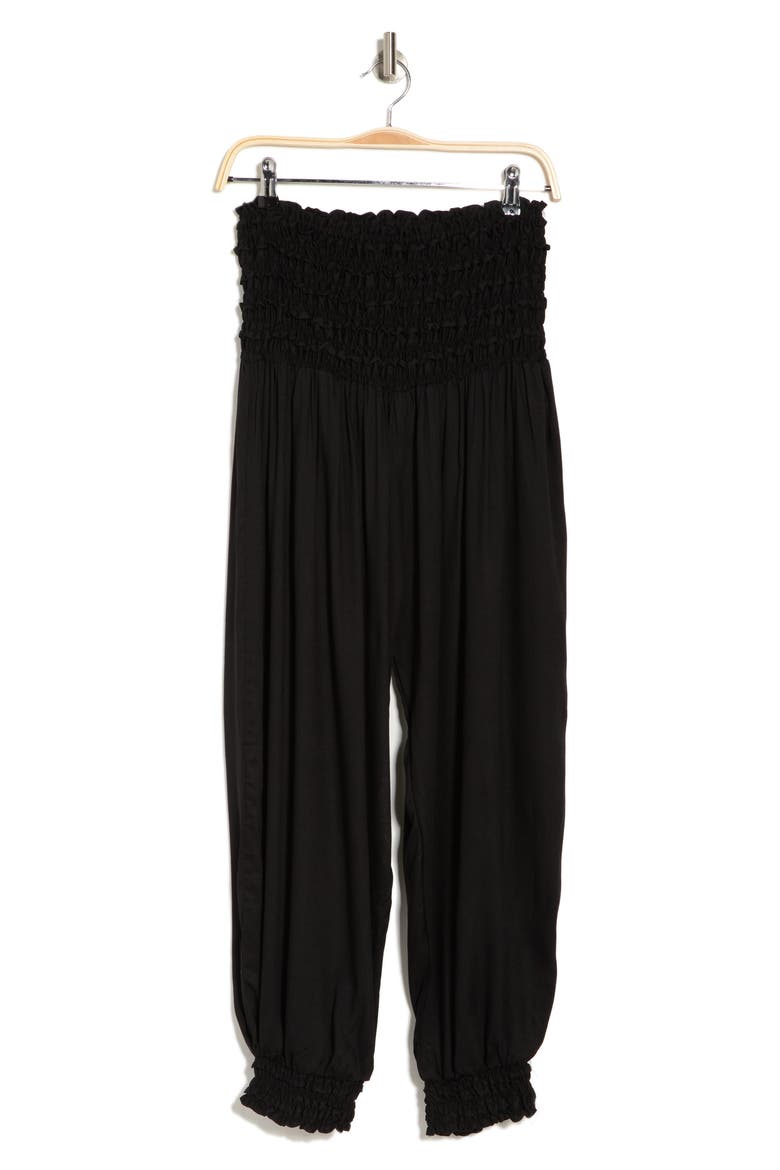 Smocked Pants, Alternate, color, BLACK