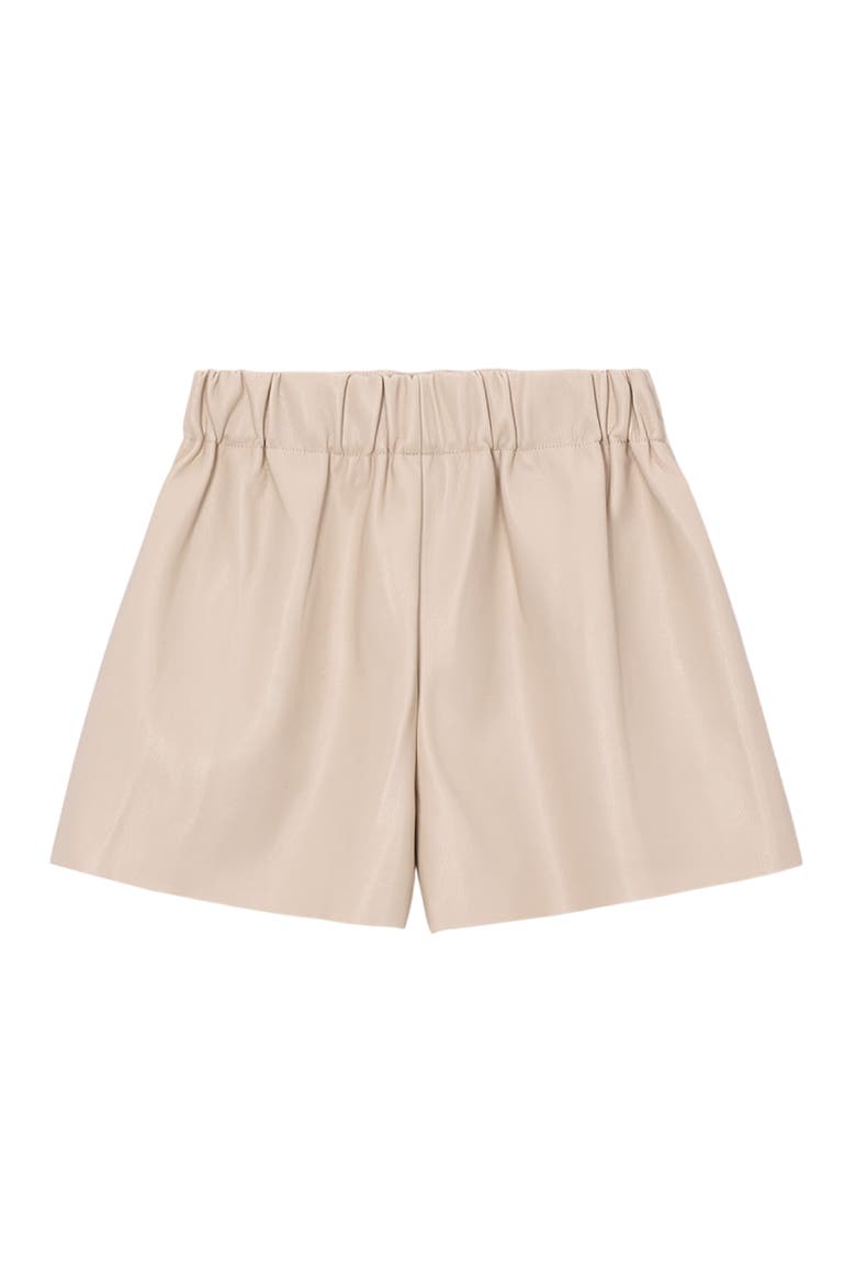 Pleated Faux Leather Shorts, Alternate, color, Beige
