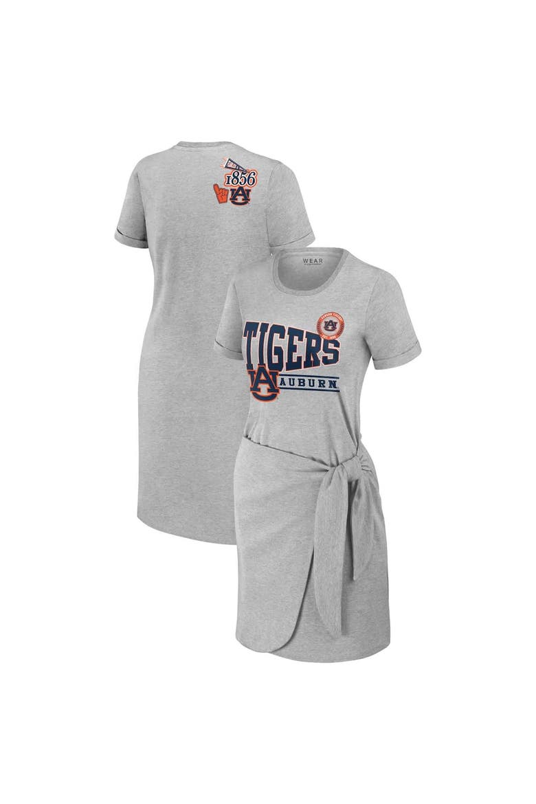 Women's WEAR by Erin Andrews Heather Gray Auburn Tigers Knotted T-Shirt Dress, Main, color, Heather Gray