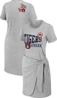 WEAR by Erin Andrews Women's WEAR by Erin Andrews Heather Gray Auburn Tigers Knotted T-Shirt Dress