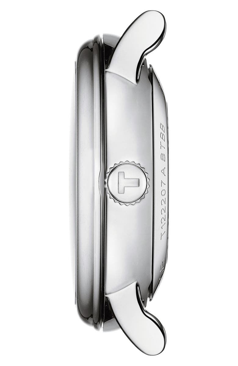 Tissot Carson Premium Diamond Leather Strap Watch, 30mm, Alternate, color, Black