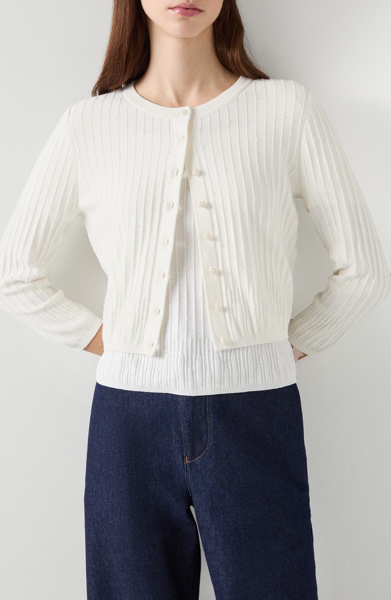 LK Bennett Maria Rib Cardigan, Main, color, 