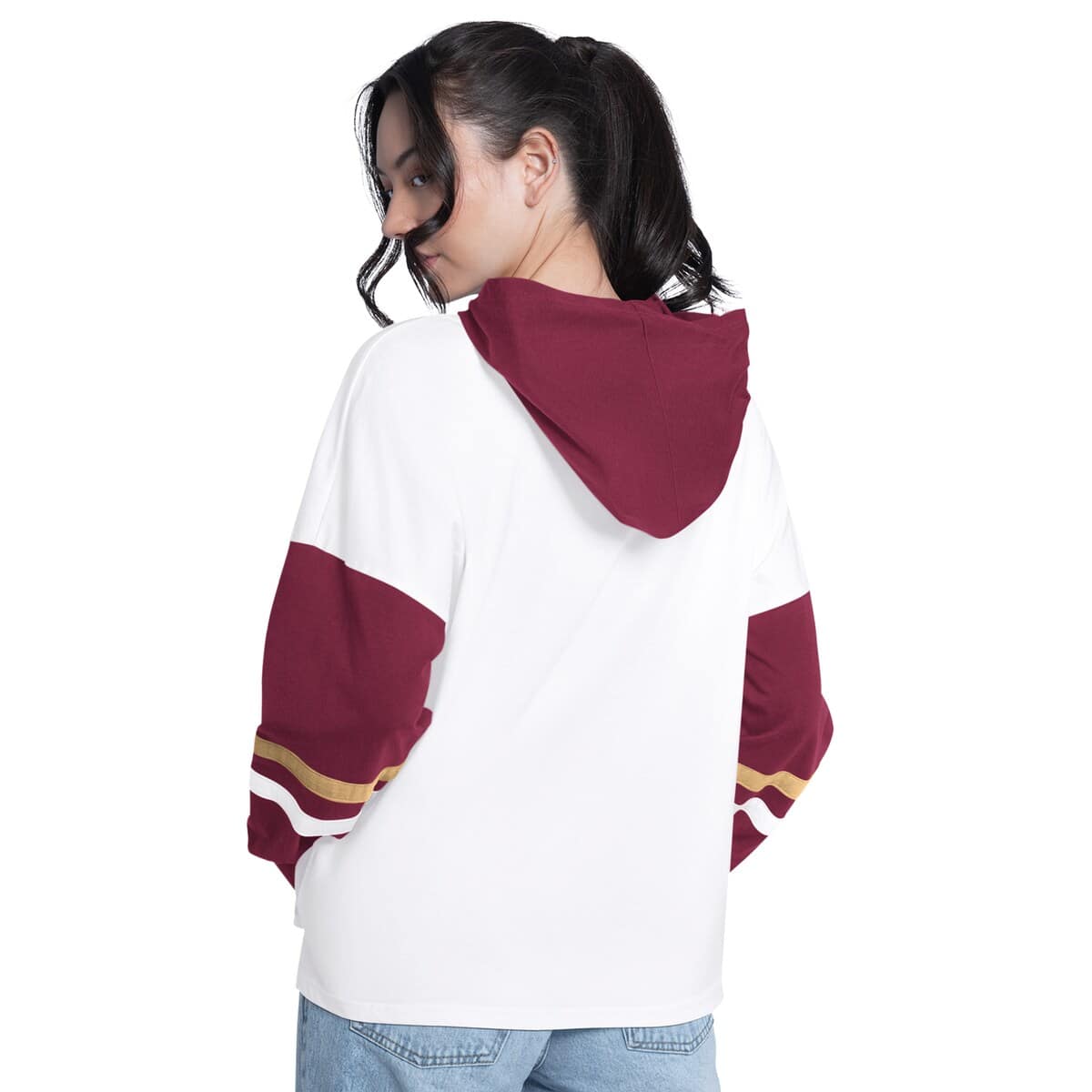 Women's G-III 4Her by Carl Banks  White/Wine Cleveland Cavaliers Key Player Oversized Hooded Long Sleeve T-Shirt - image 2