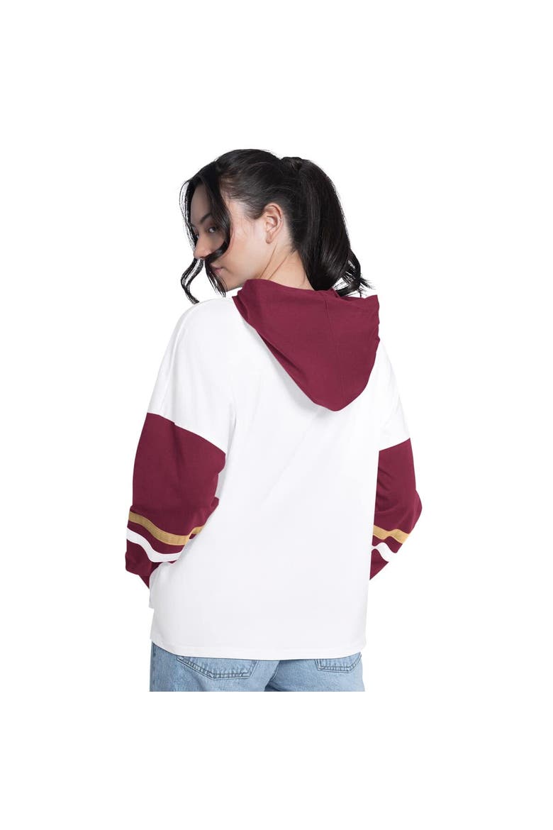 Women's G-III 4Her by Carl Banks  White/Wine Cleveland Cavaliers Key Player Oversized Hooded Long Sleeve T-Shirt, Alternate, color, White