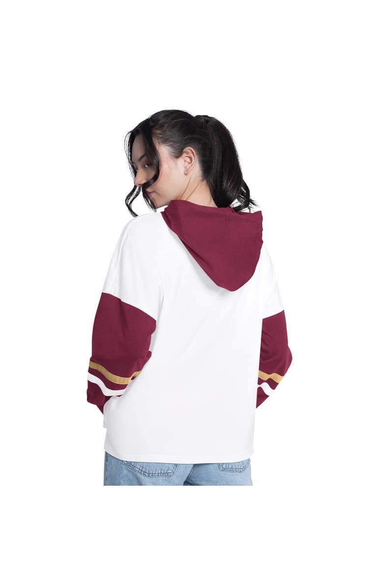 G-III 4HER BY CARL BANKS Women's G-III 4Her by Carl Banks  White/Wine Cleveland Cavaliers Key Player Oversized Hooded Long Sleeve T-Shirt, Alternate, color, White