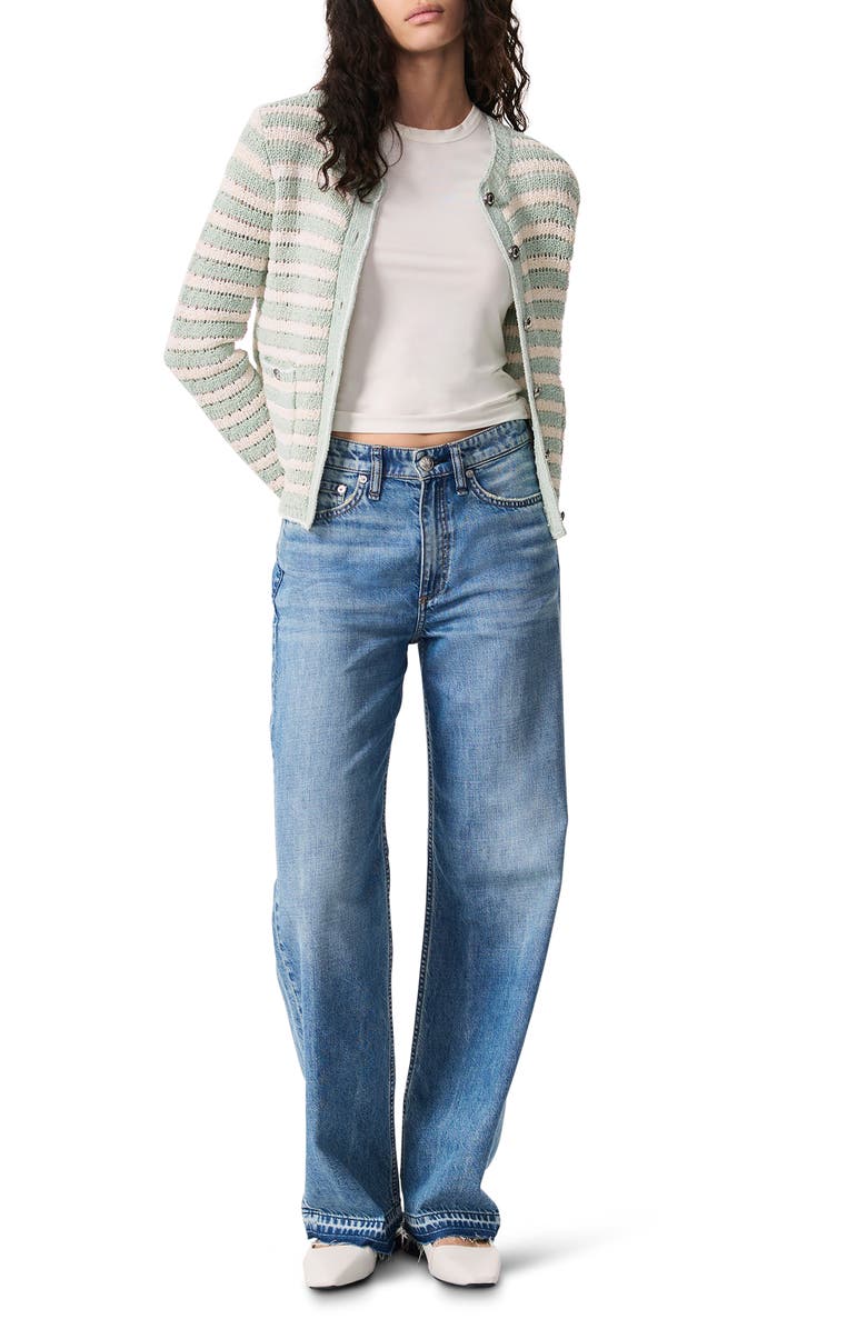 rag & bone Jace Stripe Cardigan, Alternate, color, Greenmult