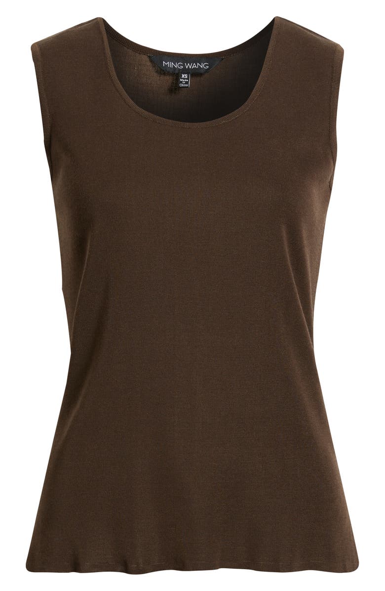 Ming Wang Scoop Neck Mid Length Knit Tank, Alternate, color, Dark Umber
