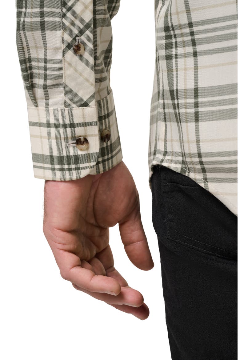 Cloud Plaid Flannel Button-Up Shirt, Alternate, color, BIRCH