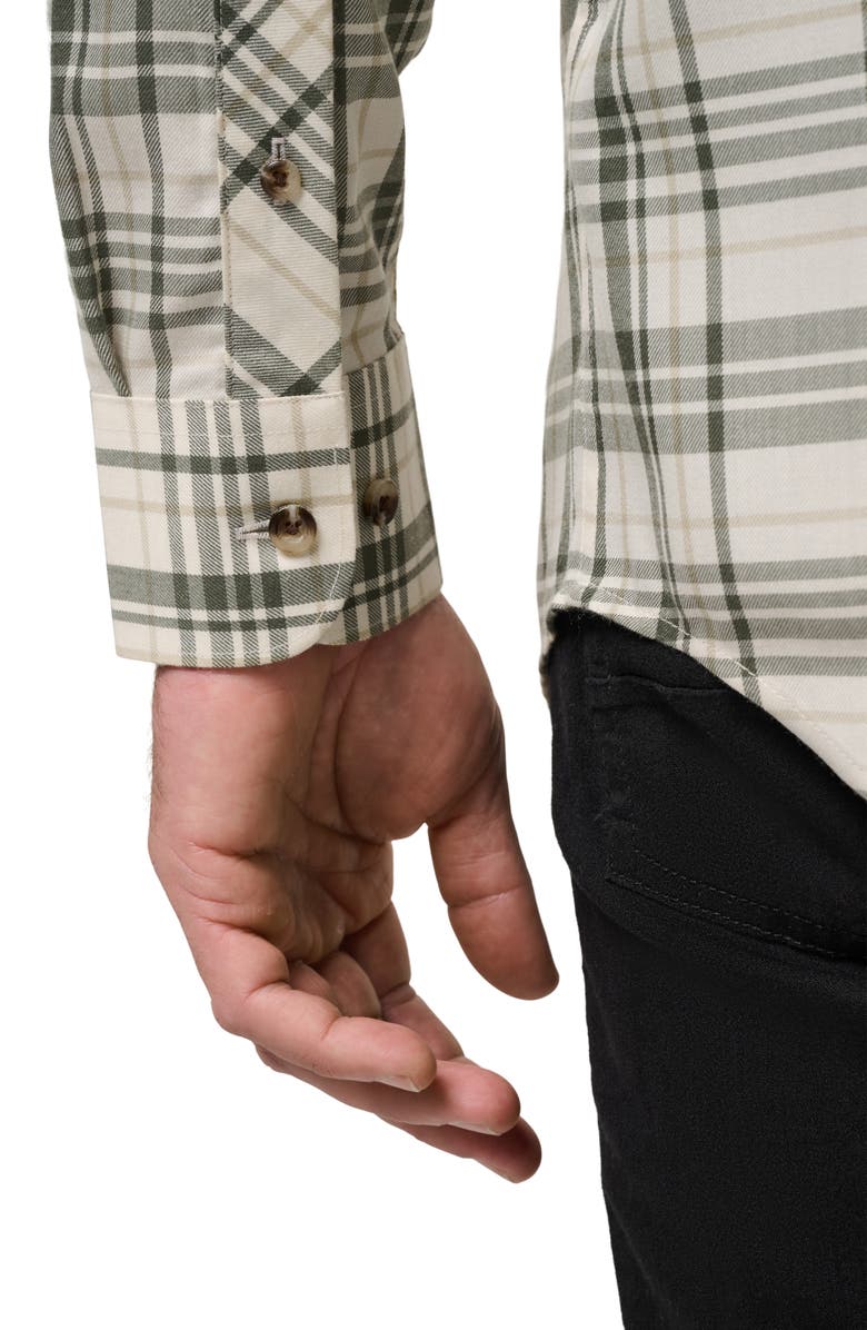 TravisMathew Cloud Plaid Flannel Button-Up Shirt, Alternate, color, Birch
