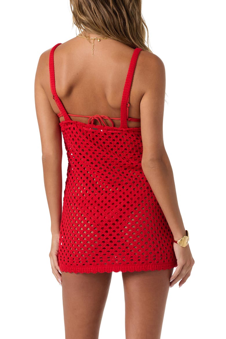 Zoey Sheer Cotton Cover-Up Mini Sundress, Alternate, color, LIFEGUARD RED