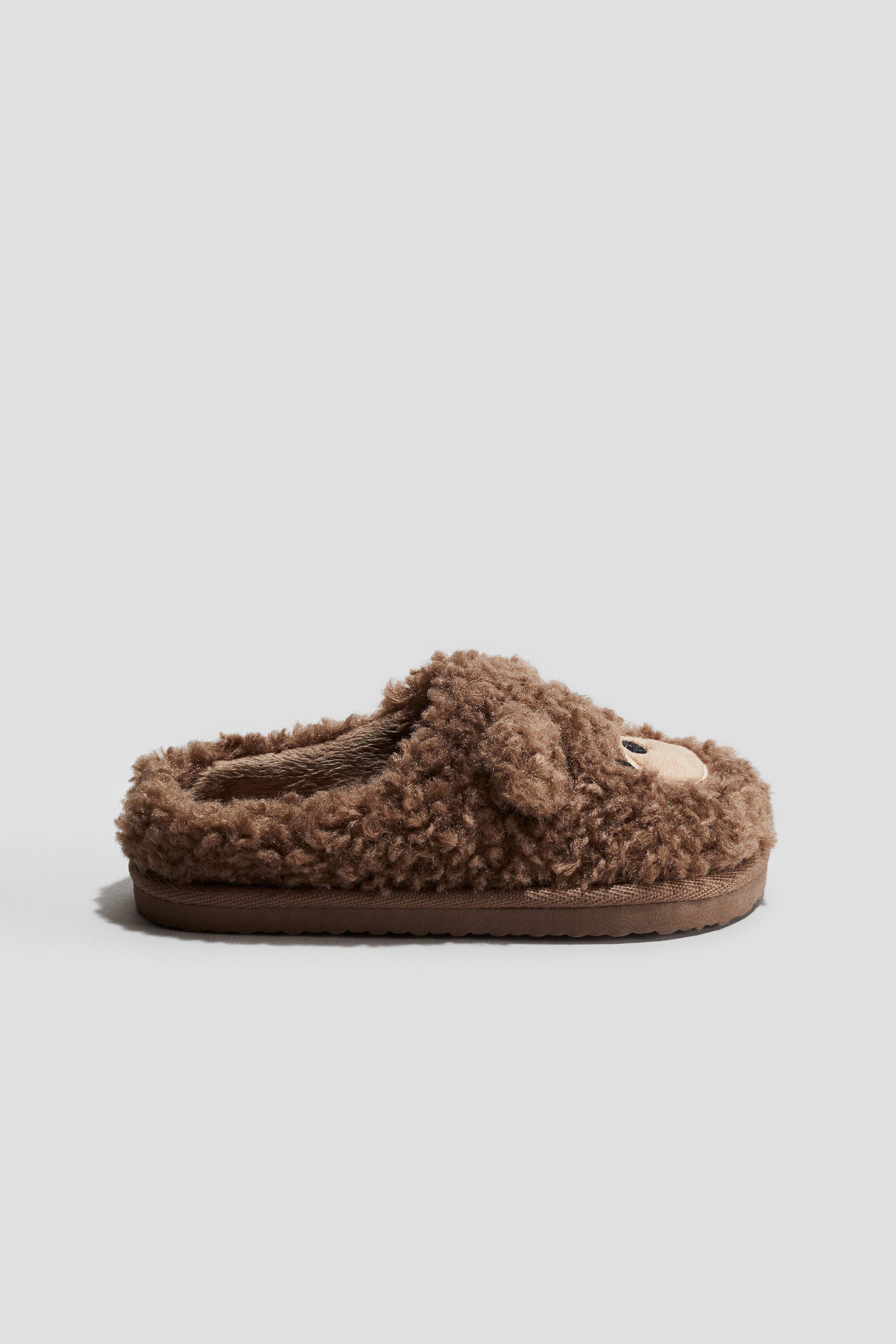 H&M Teddy Slippers, Alternate, color, Brown/Teddy Bear