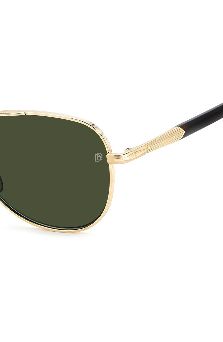 David Beckham Eyewear 56mm Pilot Sunglasses, Alternate, color, Gold Havana/ Green