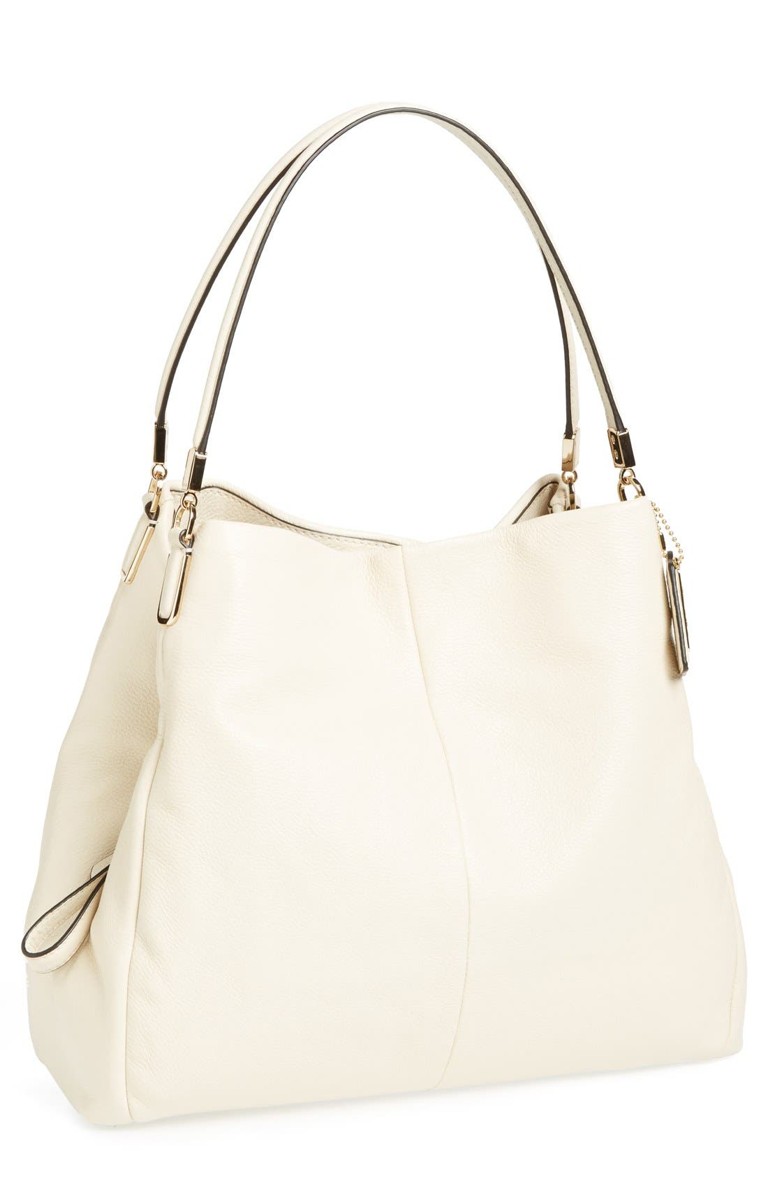 'Small Madison Phoebe' Leather Shoulder Bag, Main, color, MILK