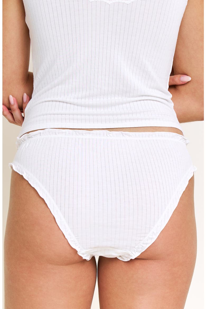 Dolly Lettuce Edge Rib Bikini Briefs, Alternate, color, WHITE