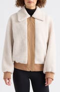 Scotch & Soda Bova Mixed Media High Pile Fleece Bomber Jacket
